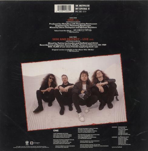 Metallica One 10" Vinyl Picture Disc (10 inch Record Single) UK MET1PON878772