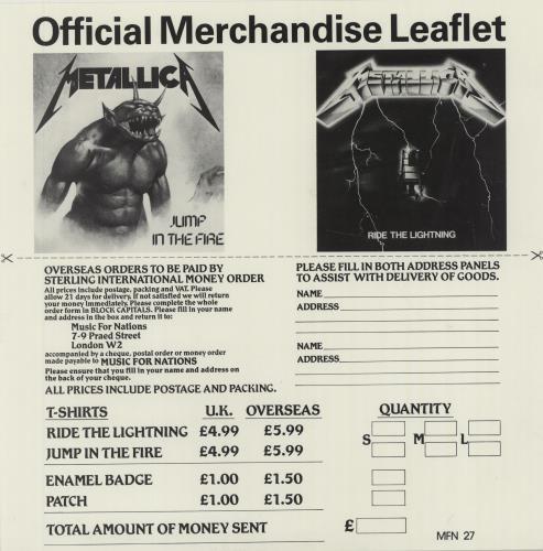 Metallica Ride The Lightning - 1st - French Press + Insert vinyl LP album (LP record) UK METLPRI354999