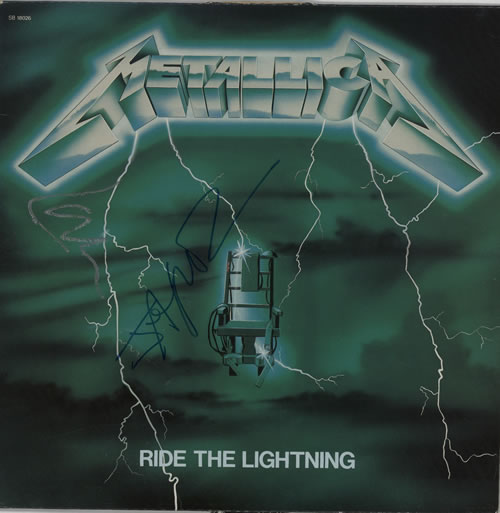Metallica Ride The Lightning - Green Sleeve Autographed vinyl LP album (LP record) French METLPRI596385