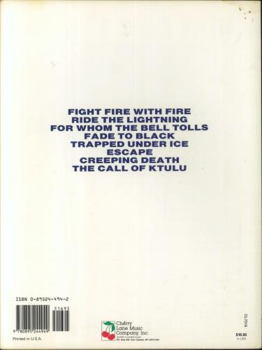 Metallica Ride The Lightning book US METBKRI832513