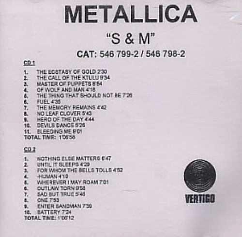 Metallica S & M - 2-CDR CD-R acetate UK METCRSM148782