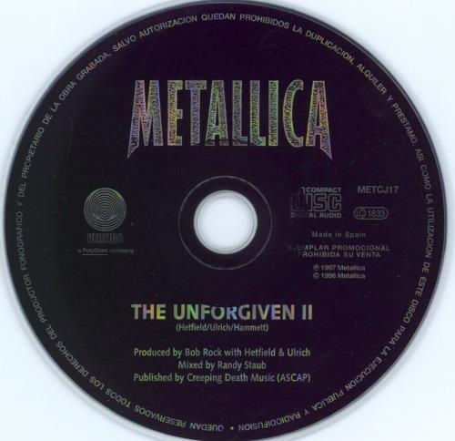 Metallica The Unforgiven II CD single (CD5 / 5") Spanish METC5TH771018