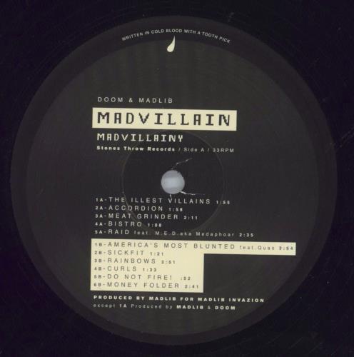 MF Doom Madvillainy 2-LP vinyl record set (Double LP Album) US 1IK2LMA820170