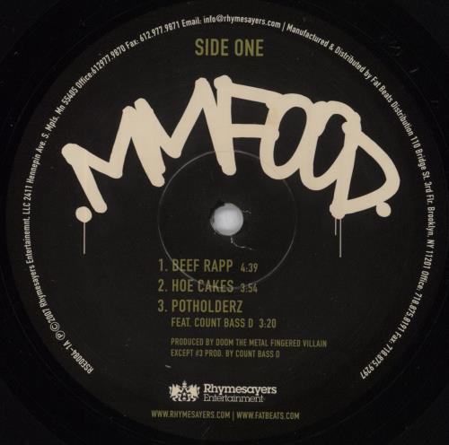 MF Doom MM..Food 2-LP vinyl record set (Double LP Album) US 1IK2LMM828774