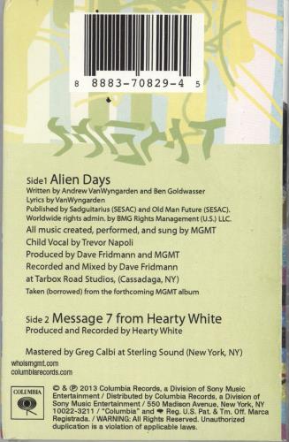 MGMT Alien Days - RSD13 cassette single UK MU6CSAL722359