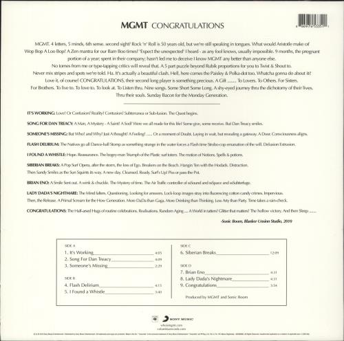 MGMT Congratulations - 180gram Vinyl - EX 2-LP vinyl record set (Double LP Album) UK MU62LCO879876