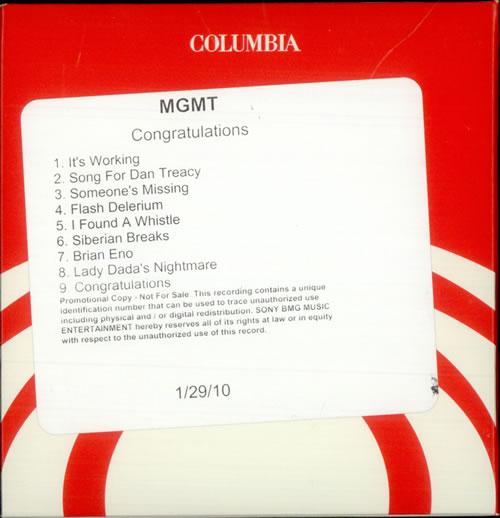 MGMT Congratulations CD-R acetate US MU6CRCO504982