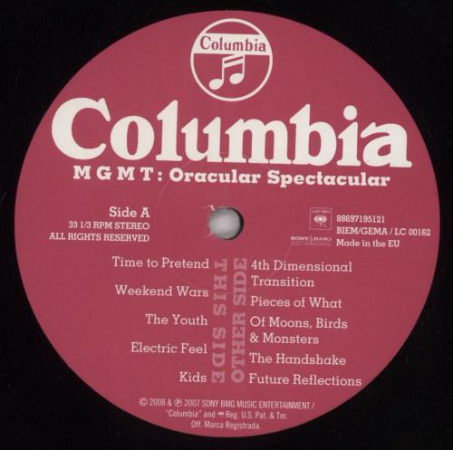 MGMT Oracular Spectacular - EX vinyl LP album (LP record) UK MU6LPOR832427