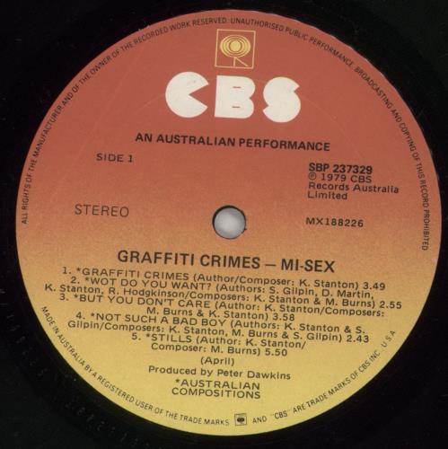 Mi-Sex Grafitti Crimes - 1st vinyl LP album (LP record) Australian NN-LPGR709776