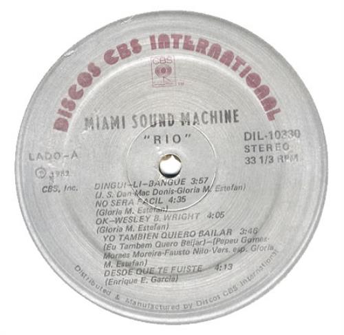 Miami Sound Machine Rio vinyl LP album (LP record) US MSMLPRI367091