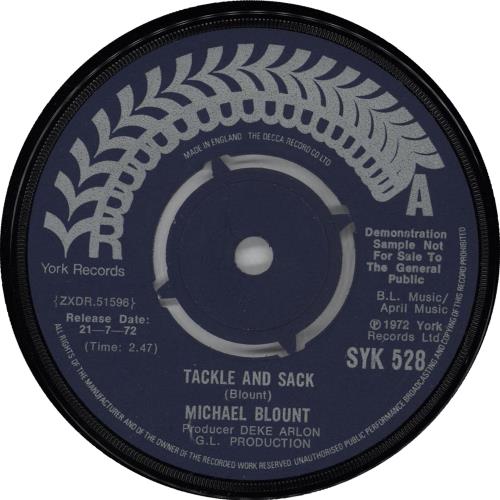 Michael Blount Tackle And Sack - A Label 7" vinyl single (7 inch record / 45) UK 3IP07TA765533
