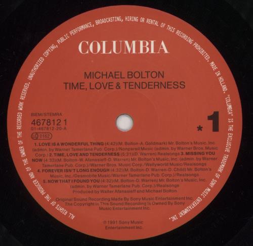 Michael Bolton Time, Love & Tenderness vinyl LP album (LP record) Dutch BOLLPTI588967