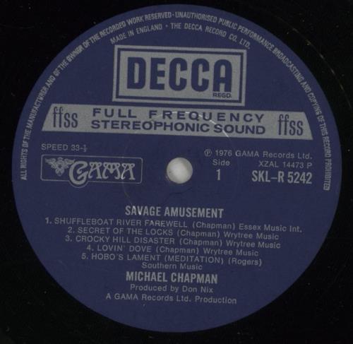 Michael Chapman Savage Amusement - VG vinyl LP album (LP record) UK MCNLPSA384123
