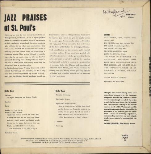 Michael Garrick Jazz Praises - Autographed vinyl LP album (LP record) UK MDQLPJA863215