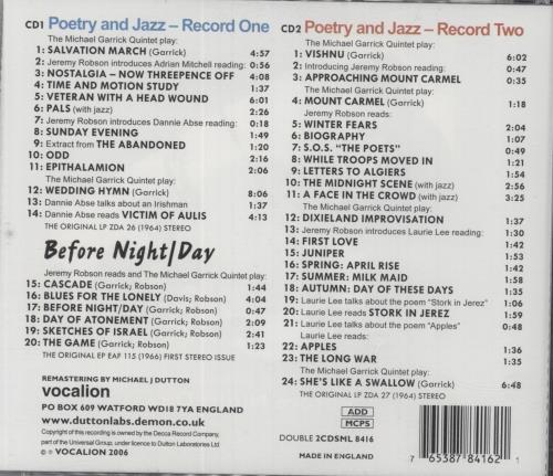 Michael Garrick Poetry And Jazz In Concert 2 CD album set (Double CD) UK MDQ2CPO834604