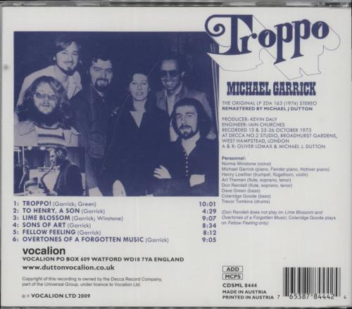 Michael Garrick Troppo CD album (CDLP) UK MDQCDTR891063