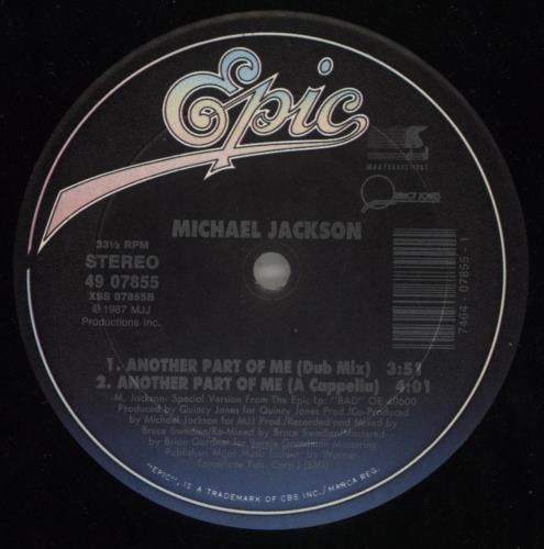 Michael Jackson Another Part Of Me - P/S 12" vinyl single (12 inch record / Maxi-single) US M-J12AN491472