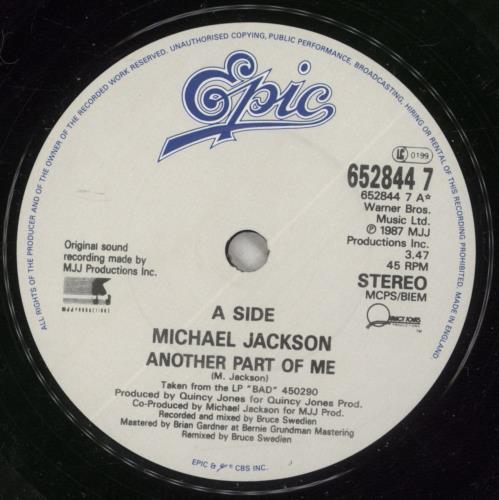 Michael Jackson Another Part Of Me 7" vinyl single (7 inch record / 45) UK M-J07AN33901
