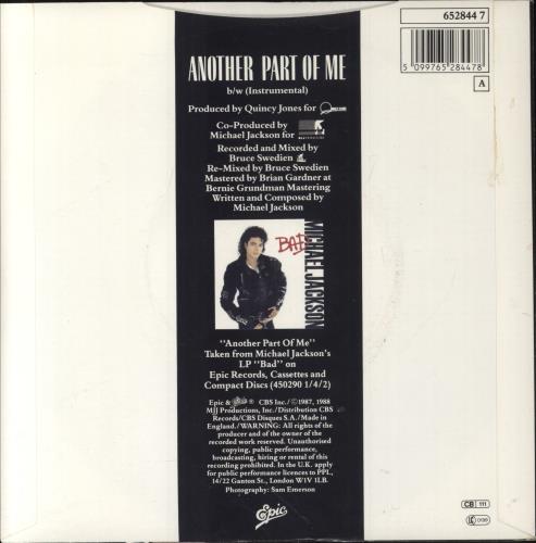 Michael Jackson Another Part Of Me 7" vinyl single (7 inch record / 45) UK M-J07AN33901