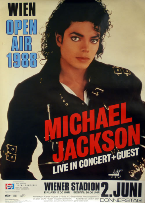 Michael Jackson Bad World Tour - Open Air Wien 1988 poster Austrian M-JPOBA624781