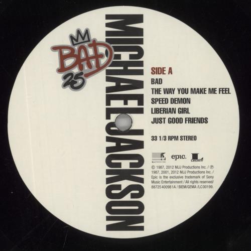 Michael Jackson BAD25 - EX 3-LP vinyl record set (Triple LP Album) US M-J3LBA862031