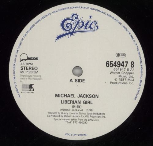 Michael Jackson Liberian Girl - EX 12" vinyl single (12 inch record / Maxi-single) UK M-J12LI33451
