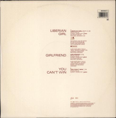 Michael Jackson Liberian Girl 12" vinyl single (12 inch record / Maxi-single) UK M-J12LI582134