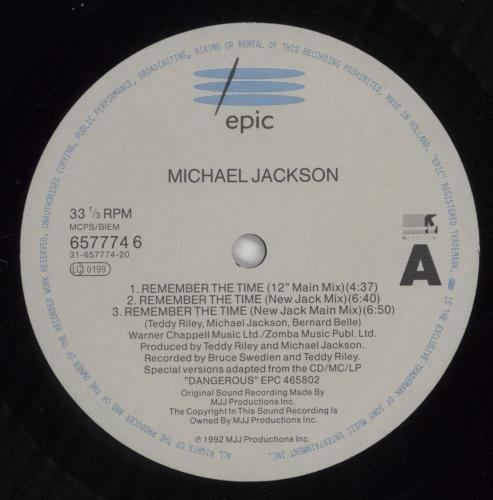 Michael Jackson Remember The Time 12" vinyl single (12 inch record / Maxi-single) Dutch M-J12RE39542