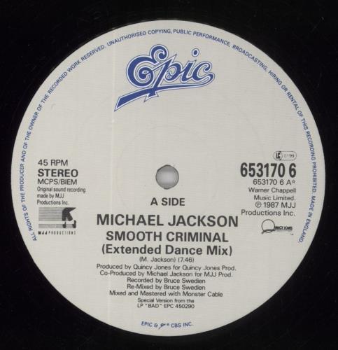 Michael Jackson Smooth Criminal + Calendar Sleeve 12" vinyl single (12 inch record / Maxi-single) UK M-J12SM51287