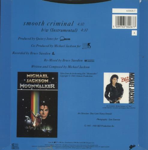 Michael Jackson Smooth Criminal 7" vinyl single (7 inch record / 45) UK M-J07SM43146