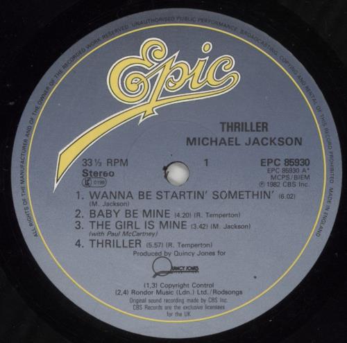Michael Jackson Thriller - 1st vinyl LP album (LP record) UK M-JLPTH752365