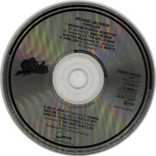 Michael Jackson Thriller CD album (CDLP) Austrian M-JCDTH623212