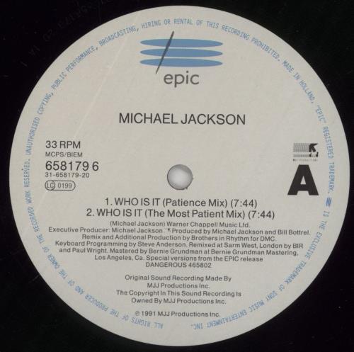 Michael Jackson Who Is It 12" vinyl single (12 inch record / Maxi-single) UK M-J12WH97798