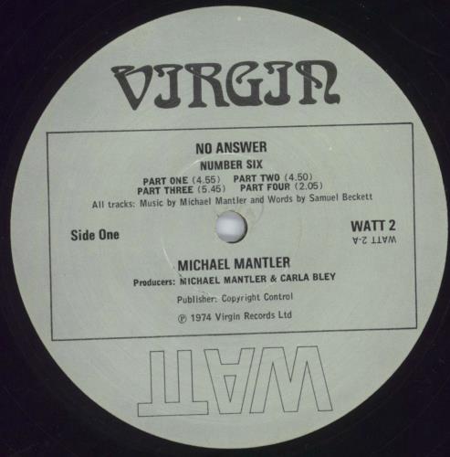 Michael Mantler No Answer vinyl LP album (LP record) UK NQLLPNO704648