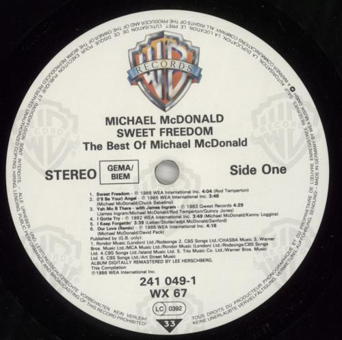 Michael McDonald Sweet Freedom vinyl LP album (LP record) UK MIMLPSW879968