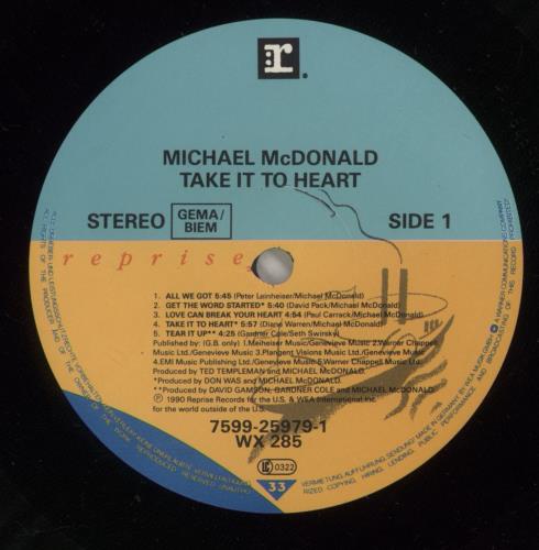 Michael McDonald Take It To Heart vinyl LP album (LP record) UK MIMLPTA658376