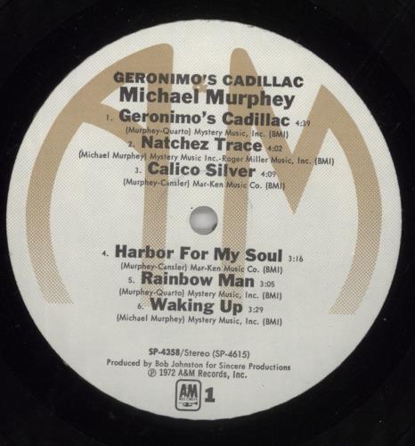 Michael Murphey Geronimo's Cadillac vinyl LP album (LP record) US N8ILPGE719914