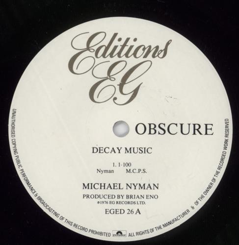 Michael Nyman Decay Music vinyl LP album (LP record) UK NYNLPDE890550