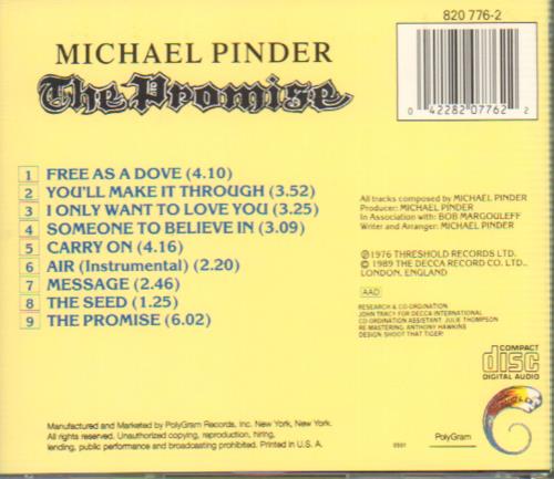 Michael Pinder The Promise CD album (CDLP) US MPDCDTH80942
