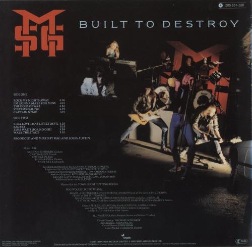 Michael Schenker Group Built To Destroy vinyl LP album (LP record) German MSGLPBU288706