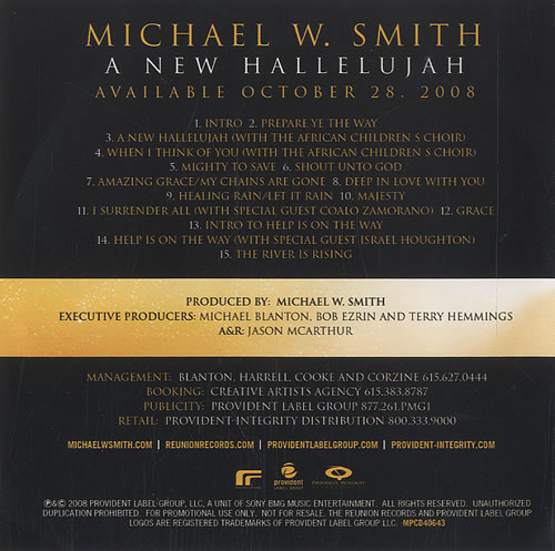 Michael W Smith A New Hallelujah CD album (CDLP) US MWSCDAN454735