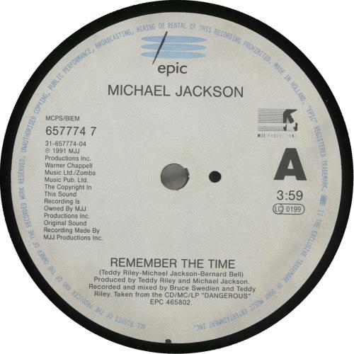 Michael Jackson Remember The Time UK 7" vinyl single (7 inch record / 45) (714352)