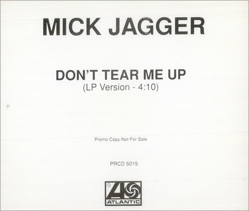 Mick Jagger Don't Tear Me Up CD single (CD5 / 5") US MKJC5DO19333