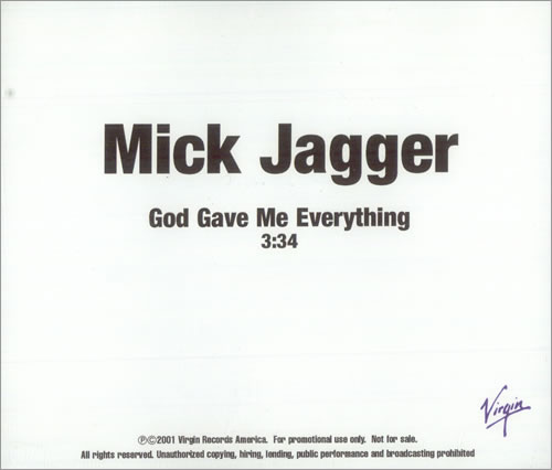 Mick Jagger God Gave Me Everything CD-R acetate US MKJCRGO507281