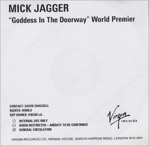 Mick Jagger Goddess In The Doorway CD-R acetate UK MKJCRGO377798