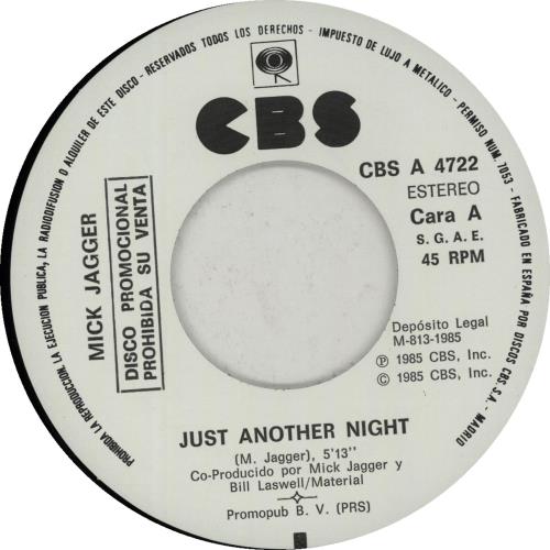 Mick Jagger Just Another Night 7" vinyl single (7 inch record / 45) Spanish MKJ07JU59414