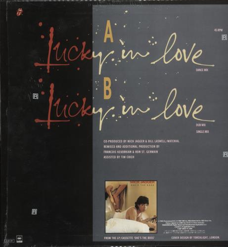 Mick Jagger Lucky In Love + Obi Sticker 12" vinyl single (12 inch record / Maxi-single) Japanese MKJ12LU612133