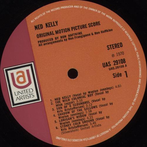 Mick Jagger Ned Kelly - Orig Red & Pink Label vinyl LP album (LP record) UK MKJLPNE50295