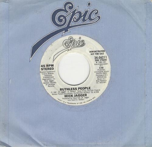 Mick Jagger Ruthless People 7" vinyl single (7 inch record / 45) US MKJ07RU220187