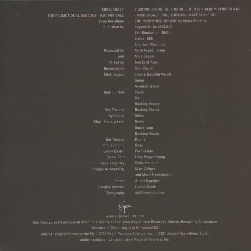 Mick Jagger Visions Of Paradise CD single (CD5 / 5") French MKJC5VI215069